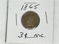 1865 Silver 3 Cent Nickel