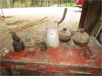 2 SMUDGE POTS, OIL CANS, JUSTRITE SAFETY GAS CAN