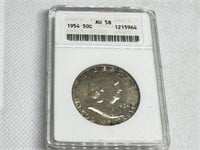 1954 Franklin Half Dollar AU58