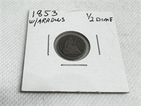 1853 Half Dime with Arrows