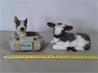 Doggie Planter & Moo Cow Decor