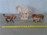 (3) Horse Statues