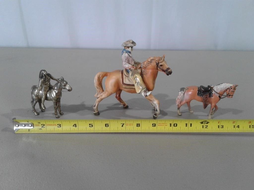 2 Metal, 1 Ceramic Horse Figurines