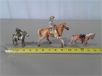 2 Metal, 1 Ceramic Horse Figurines