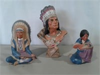 (3) Ceramic Indian Statues