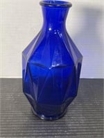 VINTAGE MCM COBALT BLUE GLASS GEOMETRIC DESIGN