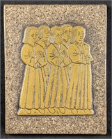 Brass Plate on Granite Praying Monks