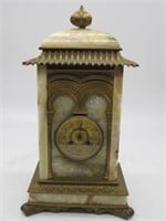 FRENCH MARBLE CLOCK 17H 10W ORNATE W/ KEY & PEND