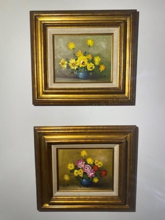 2 Framed Floral Still Lifes (Signed Scott)