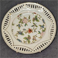Vintage Japanese Ceramic Laced Rim Flower Plate