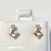 $500 10K  Tourmaline(0.44ct) Diamond(0.06ct) Earri