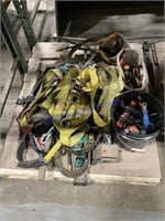 Bucket of assorted tools, straps,