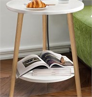 Round End Table  2 Tier Side Table Round