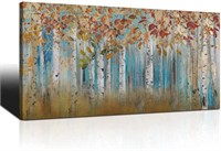 O3307  Birch Trees Branches Yellow Watercolor 24"x