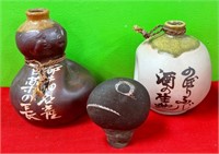 11 - 3 PIECES ASIAN GLAZED CLAY COLLECTIBLES (R13)