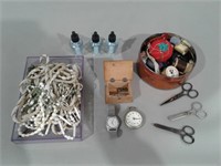 Sewing Notions, Necklaces, Watches