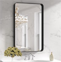 M1175  LOAAO Black Metal Framed Bathroom Mirror 2