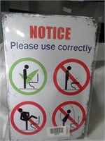 (New) Toilet Notice 12" Metal Sign