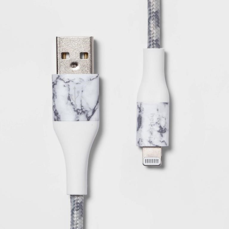6' Lightning-USB-A Braided Cable  Marble/White