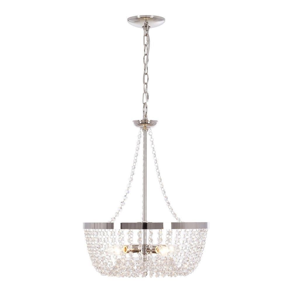 Alsy 4-Lights Polished Nickel Chandelier with Glas