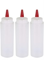 New  3 Pack Condiment Squeeze Bottles, Red Cap