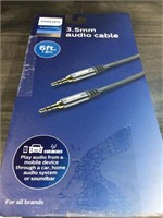 Philips Auxiliary Cable 3.5mm Elite 6ft Silver