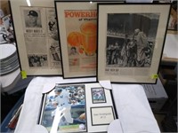 Baseball Players Framed Photo/Articles Lot
