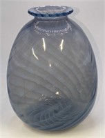 Vintage Glass Blue Optic Swirl Vase