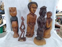 Carved Wooden Figurines Home Decor Lot