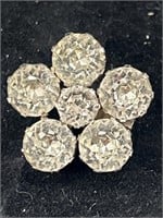 Vintage Clear rhinestone flower brooch.