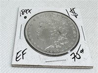 1897 O EF Morgan  Dollar 90% Silver