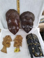 Carved Wooden Masks & Art Lot