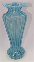Vintage Blue & White Swirl Glass 7" Vase