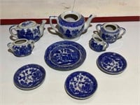Blue & White Teapots, Plates, Cream & Sugar