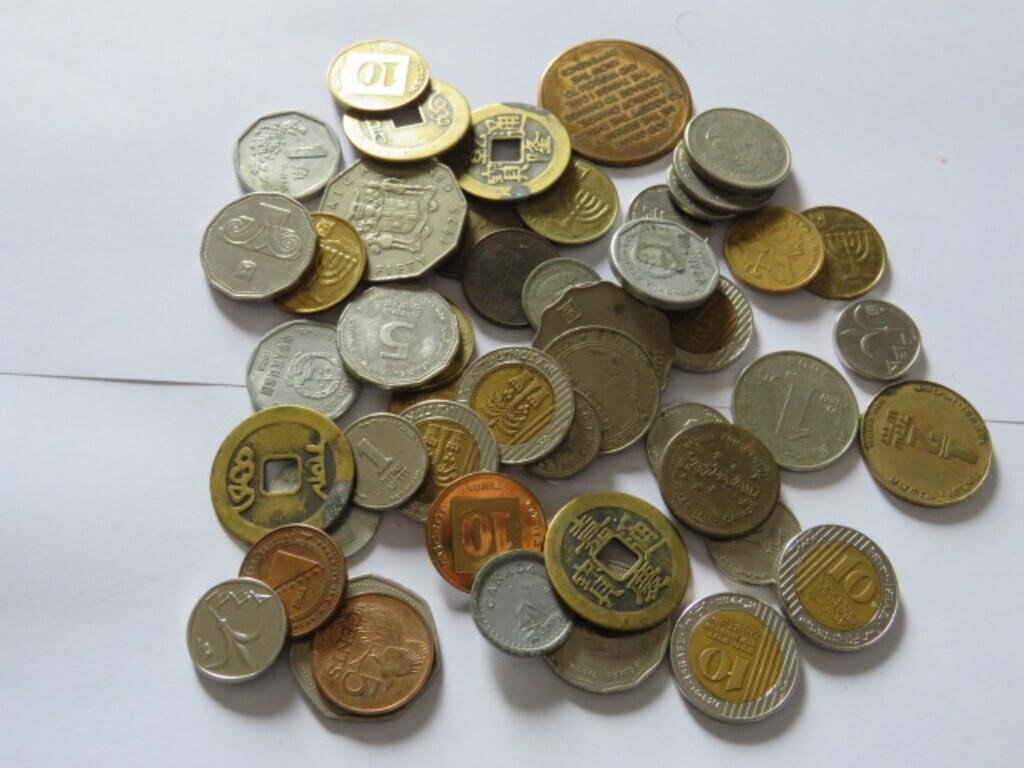 LOT ASSORTED COINS, TOKENS