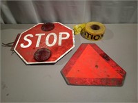 Elec. Stop Sign, Slow Sign, Caution Tape