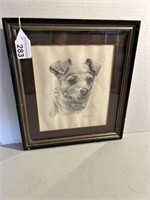 FRAMED DOG PENCIL SKETCHING BY MERRIE JO