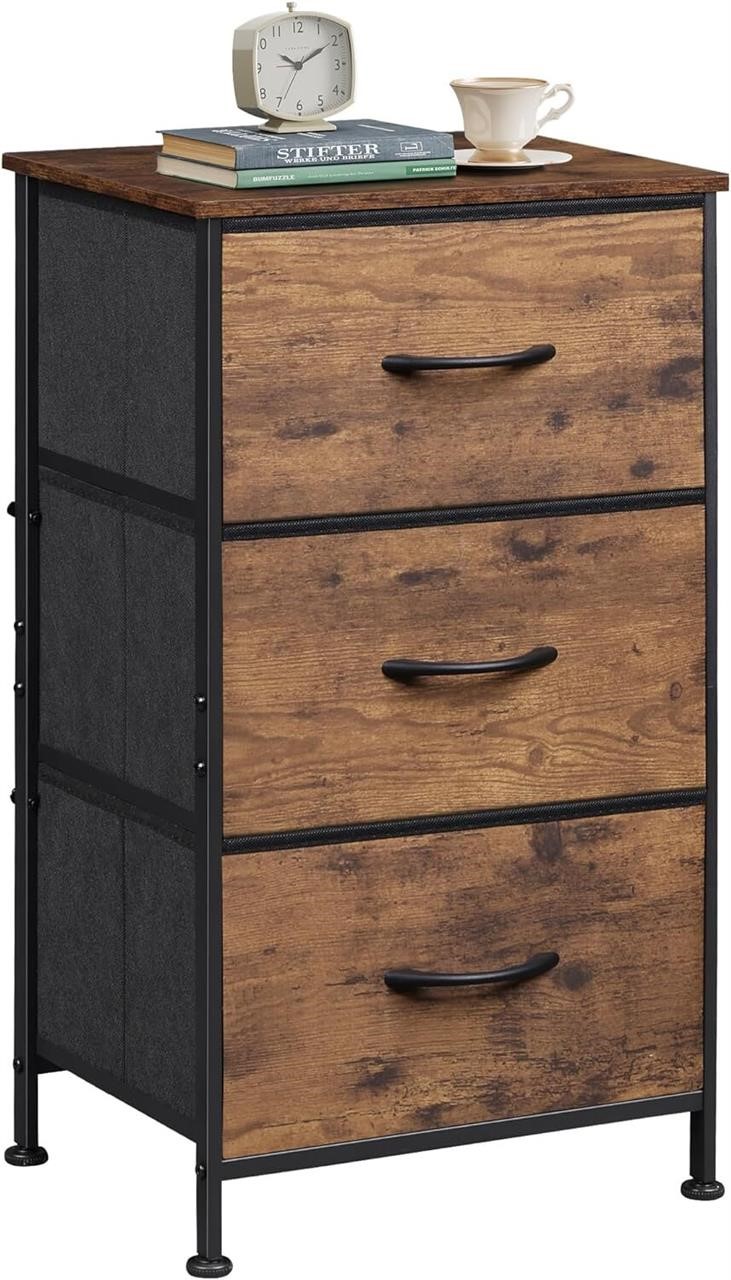 WLIVE 3-Drawer Dresser  Brown Wood  Steel