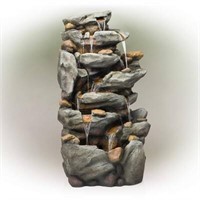 50 Inch Resin Tiered Rock Waterfall Fountain