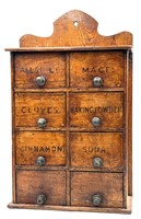 Antique Spice Wood Cabinet Eight-Drawer