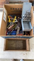 Lot of Miscellaneous Tools and Wooden Box