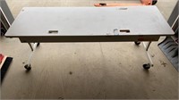 White Metal/Wood Rolling Table