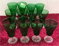 N - VINTAGE GREEN GLASS STEMWARE (F22)