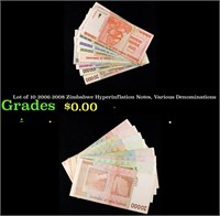 Lot of 10 2006-2008 Zimbabwe Hyperinflation Notes,