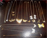 Butterfly Necklaces, Earrings, Pin, Avon & Assort