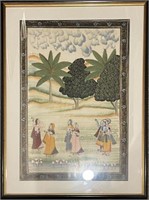 VINTAGE FRAMED INDIAN RELIGIOUS WEDDING PAINTING