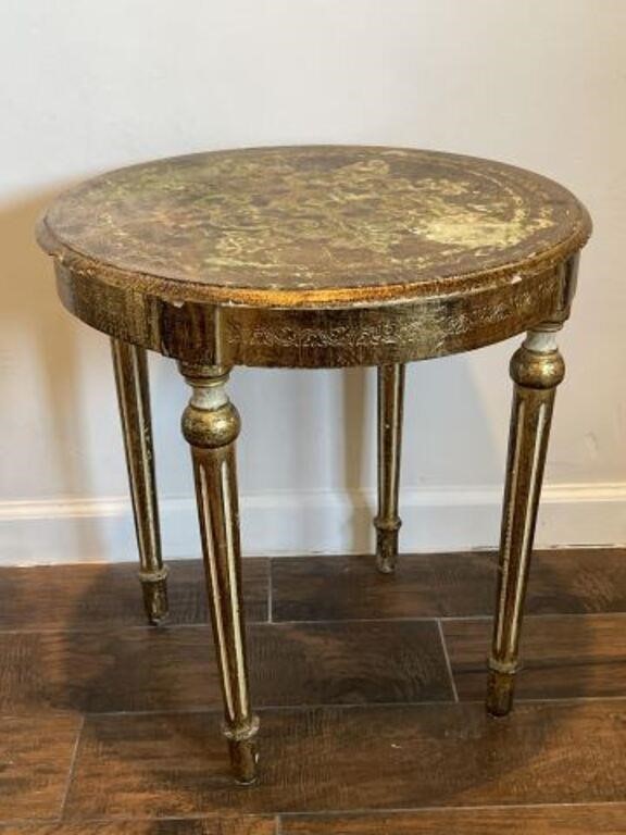 VINTAGE FLORENTINE SIDE TABLE 20in W x 21in T