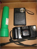 Retro Eveready Flashlite, Transistor Radio, Camera