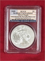 2008 1 oz silver PCGS Brilliant Uncirculated