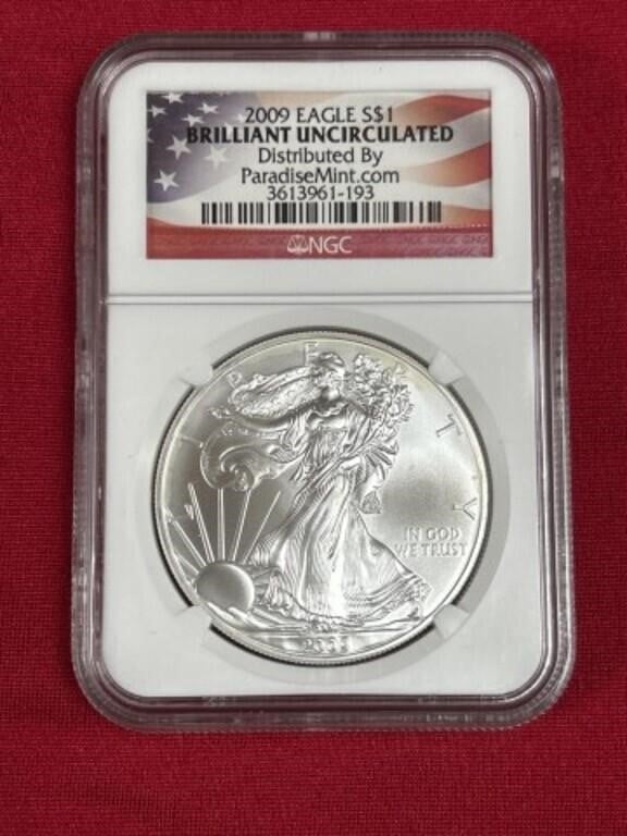 2009 1 oz silver NGC Brilliant Uncirculated